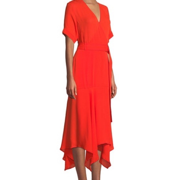 A.L.C. Red Silk wrap dress SZ 0- NWOT - Picture 1 of 7